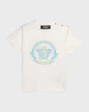 VERSACE BOY'S BAROCCO WAVE CREST LOGO COTTON T-SHIRT