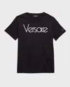Versace Kids' Boy's Classic Logo-print T-shirt In Black/white