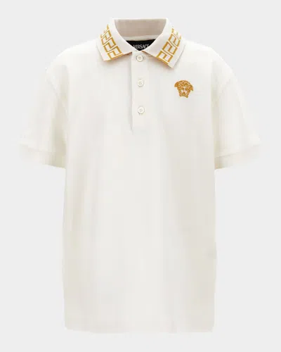 VERSACE BOY'S FORMAL OXFORD SHIRT - BAROCCO CROWN EMBROIDERY
