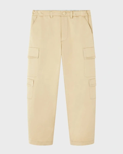 Versace Kids' Boy's Gabardine Cargo Trousers In Light Sand