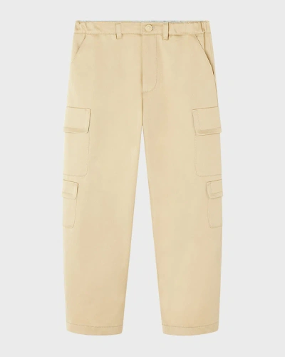 Versace Kids' Boy's Gabardine Cargo Pants In Light Sand