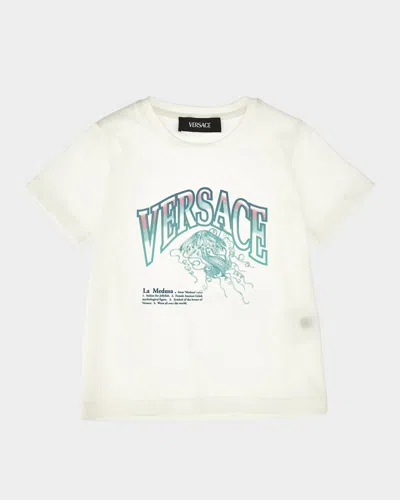 Versace Kids' Boy's Graphic Varsity Logo-print T-shirt In White