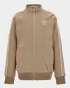 Versace Boy's Greca Embroidered Fleece Sweatshirt In Brown