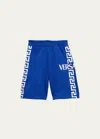 Versace Greca-print Stretch-waist Shorts In Irisbianco