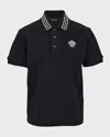 Versace Little Boy's & Boy's Medusa Embroidery Piqué Polo In Black/white