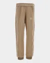 Versace Boy's Medusa-embroidered Greca Fleece Sweatpants In Brown
