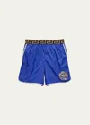 VERSACE BOY'S NYLON GRECA WAIST SWIM TRUNKS