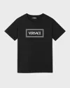 Versace Kids' Logo-print Cotton T-shirt In Black/white