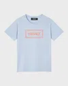 Versace Kids' Logo-print Jersey T-shirt In Sky/coral
