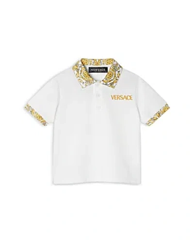 Versace Kids' Boys' Barocco Pique Polo Shirt - Baby In White+gold