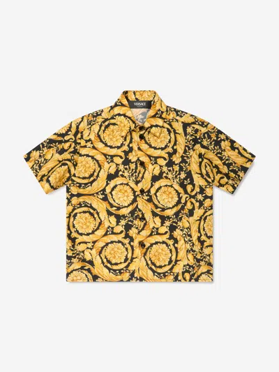 Versace Teen Boys Black & Gold Barocco Cotton Shirt