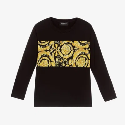 Versace Kids' Barocco-print Cotton Sweatshirt In Black