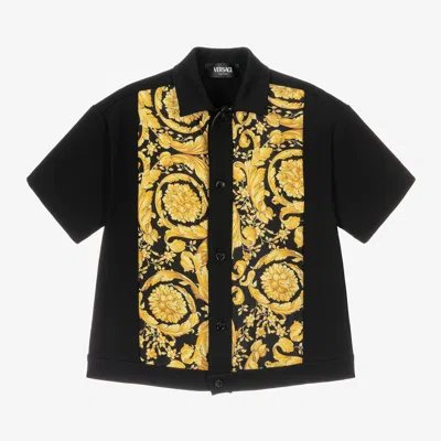 Versace Babies' Boys Black & Gold Silk Barocco Shirt