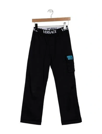 Pre-owned Versace Kids' Boys Black Logo Pants