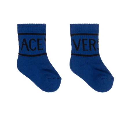 Versace Kids' Boys Blue Cotton Logo Socks