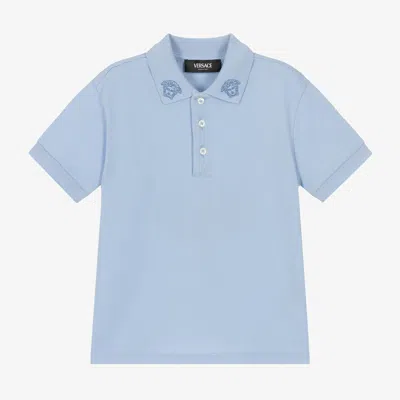 Versace Kids' Boys Blue Cotton Polo Shirt