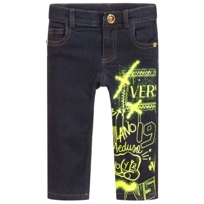 Versace Babies' Boys Blue Denim Logo Jeans