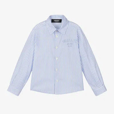 Versace Babies' Boys Blue Striped Oxford Cotton Shirt