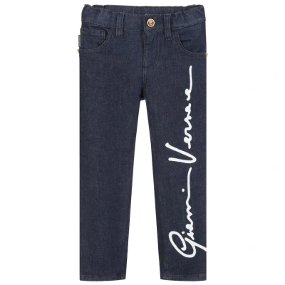 Versace Babies' Boys Dark Blue Denim Logo Jeans