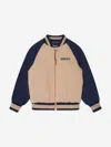 Versace Boys Embroidered Logo Bomber Jacket In Beige