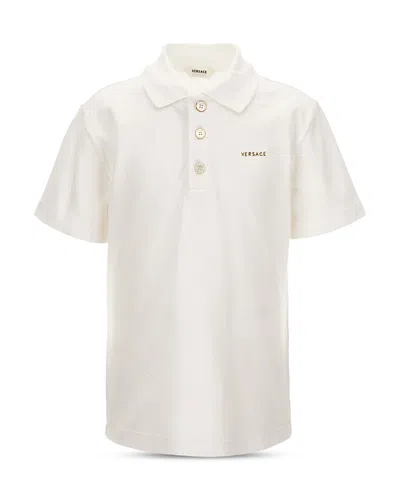 Versace Boys' Embroidered Logo Piquet Polo Shirt - Little Kid, Big Kid In Neutral