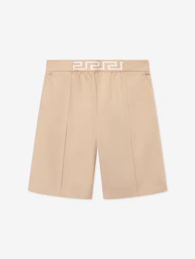 Versace Teen Boys Beige Cotton Greca Shorts