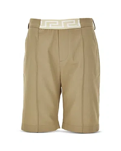 Versace Boys' Greca Cotton Twill Shorts - Big Kid In Beige