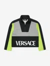 Versace Boys Half Zip Sweatshirt In Grey