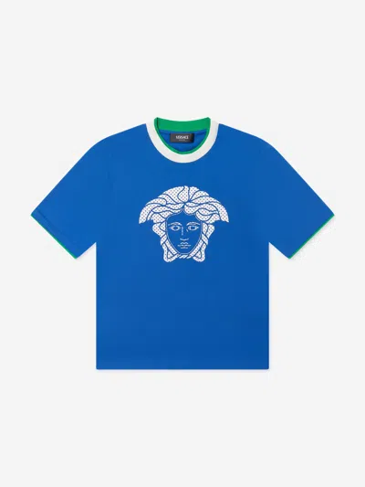 Versace Babies' Boys Jersey And Net Logo T-shirt In Blue