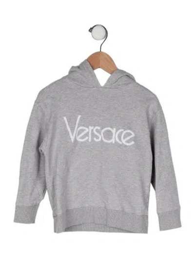Pre-owned Versace Babies' Boys Logo Hoodie In Gray