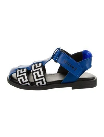 Pre-owned Versace Babies' Boys' Logo Strap Sandals In Blue