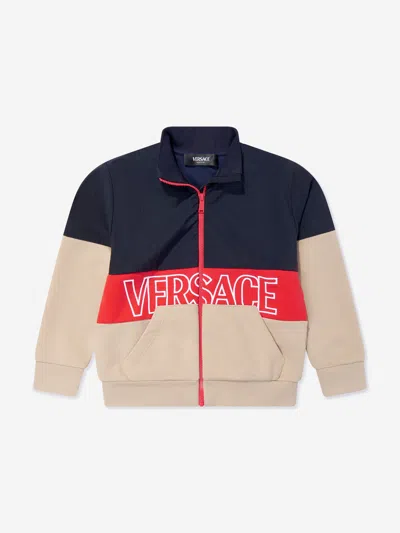 Versace Kids'  Boys Logo Zip Up Top In Multi