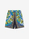 Versace Le Maschere-print Silk Shorts In Green