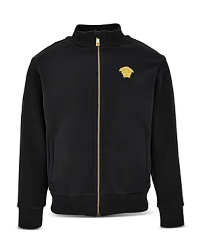 Versace Boys' Medusa Embroidery Zip Up Sweatshirt - Big Kid In Black+gold