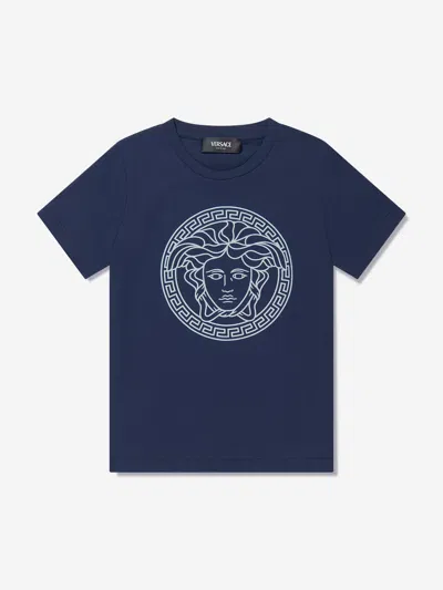 Versace Kids' Boys Medusa Logo T-shirt In Blue