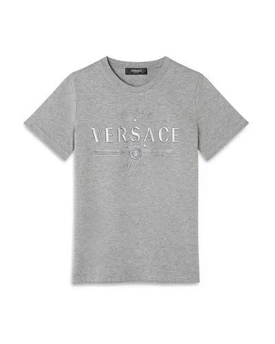 Versace Boys' Melange Jersey Milano Logo Tee - Little Kid, Big Kid In Melange Grey