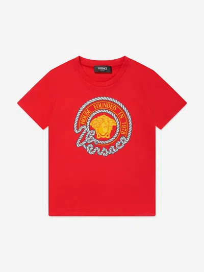 Versace Kids' Nautical Medusa-print Cotton T-shirt In Red