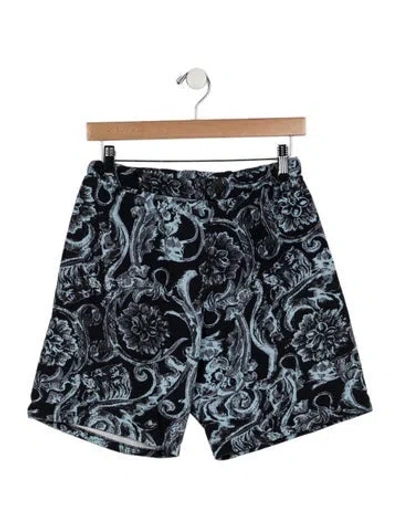 Pre-owned Versace Kids' Boys Pattern Printed Patch Pocket Shorts In Blue