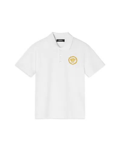 VERSACE BOYS' PIQUET MEDUSA ALLORO PRINT POLO - LITTLE KID