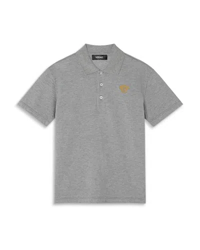 Versace Boys' Piquet Medusa Outline Polo - Little Kid, Big Kid In Grey+gold