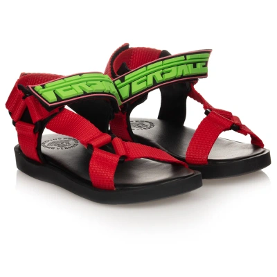 Versace Kids' Boys Red Velcro Sandals