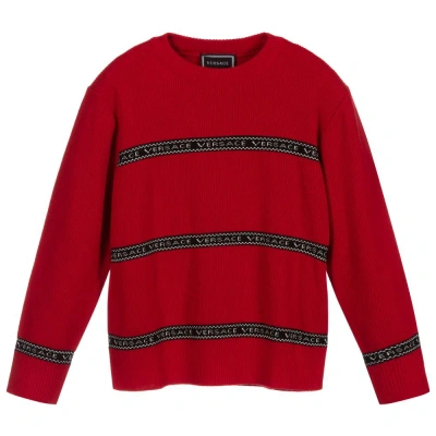 Versace Kids' Boys Red Wool Logo Sweater