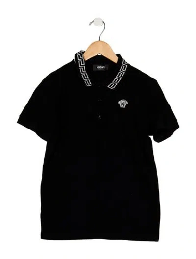 Pre-owned Versace Kids' Boys Short Sleeve Collar Shirt In Black