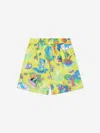 Versace Boys Green Medusa Sunnies Silk Shorts In Multicoloured