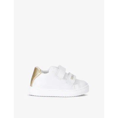 Versace Kids' Logo-print Leather Sneakers In White