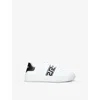 Versace Greca-embroidered Leather Sneakers In White/blk