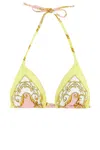 Versace Barocco Triangle Bikini Top Adjustable Straps In Multi