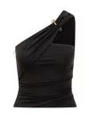 Versace Asymmetrical One-shoulder Top In Black