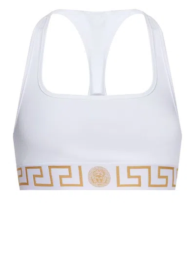Versace Bra With Elastic Band Featuring The Greca Motif In White