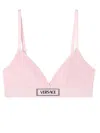 Versace Logo-patch Cotton-blend Bra In Pink